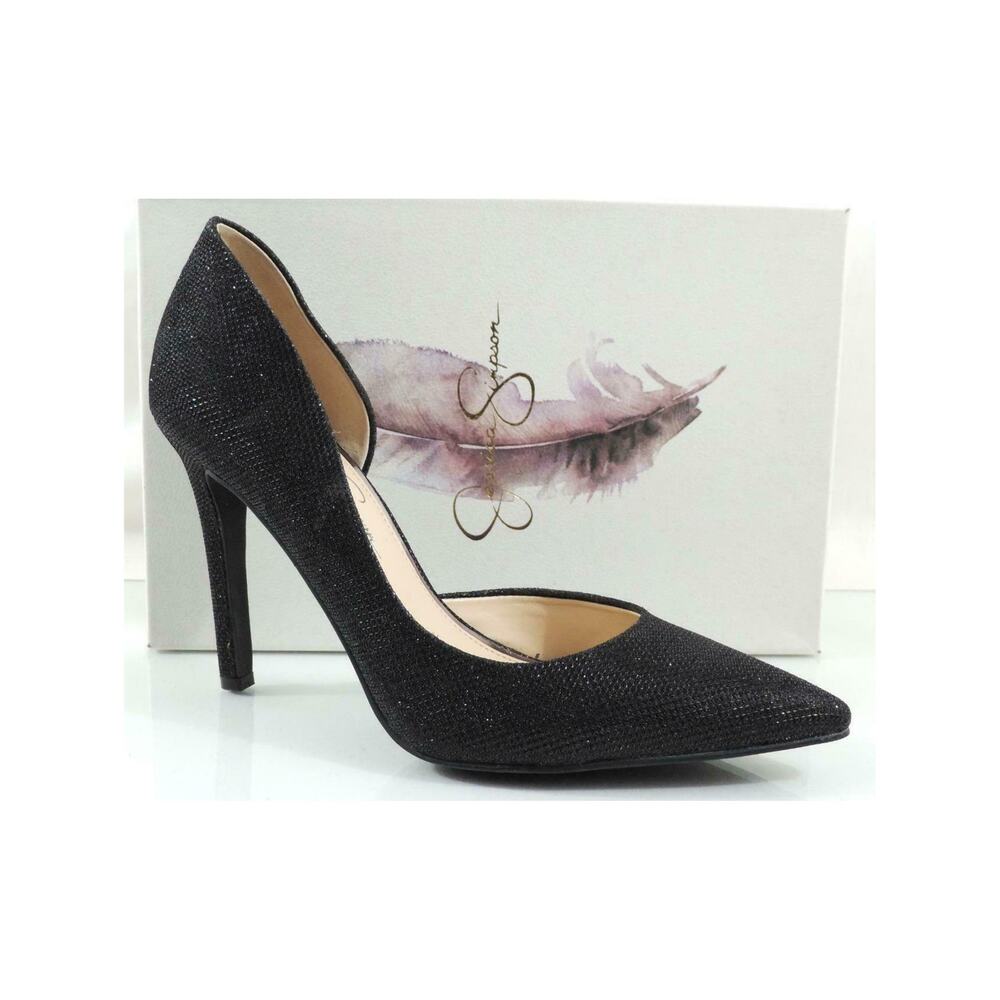 Jessica Simpson Claudette D'Orsay Dress Pump Heels Black Sparkle Mesh